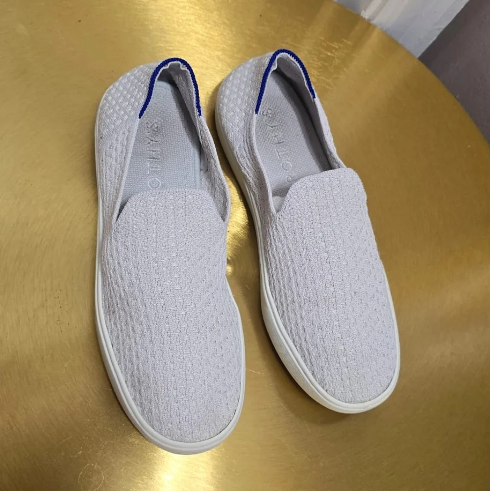 Rothy’s Retired Honeycomb Slip-On Sneakers Salt Color-Light Gray Women's Sz 7.5